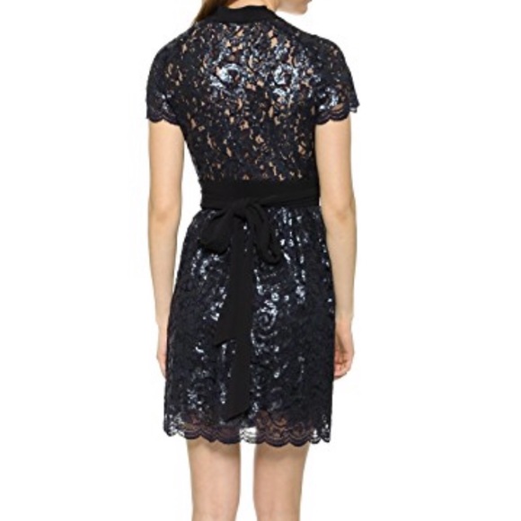 Blue DVF sequin wrap dress - Picture 2 of 8